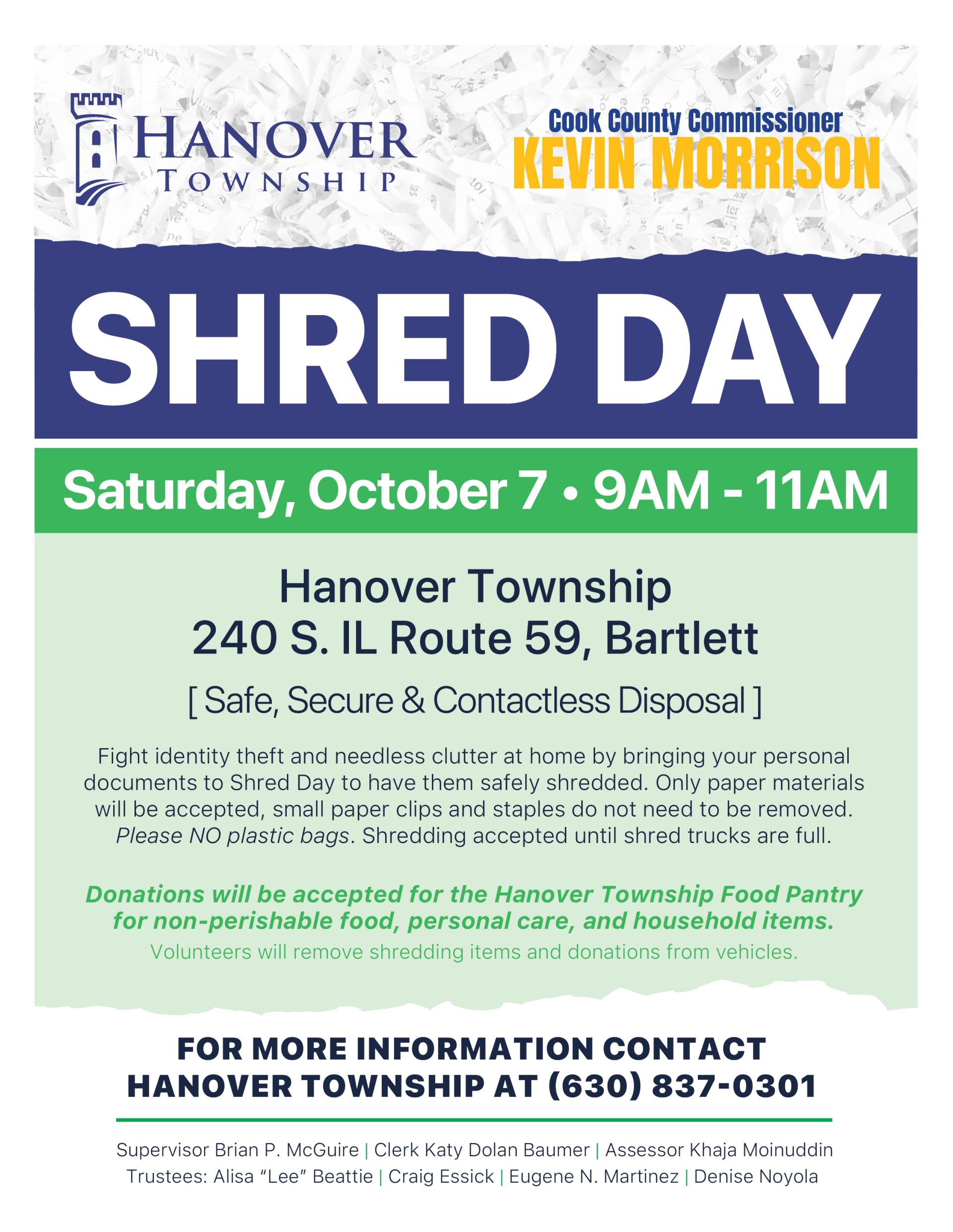 Hanover Township Shred flyer - Township Logo - Oct2023