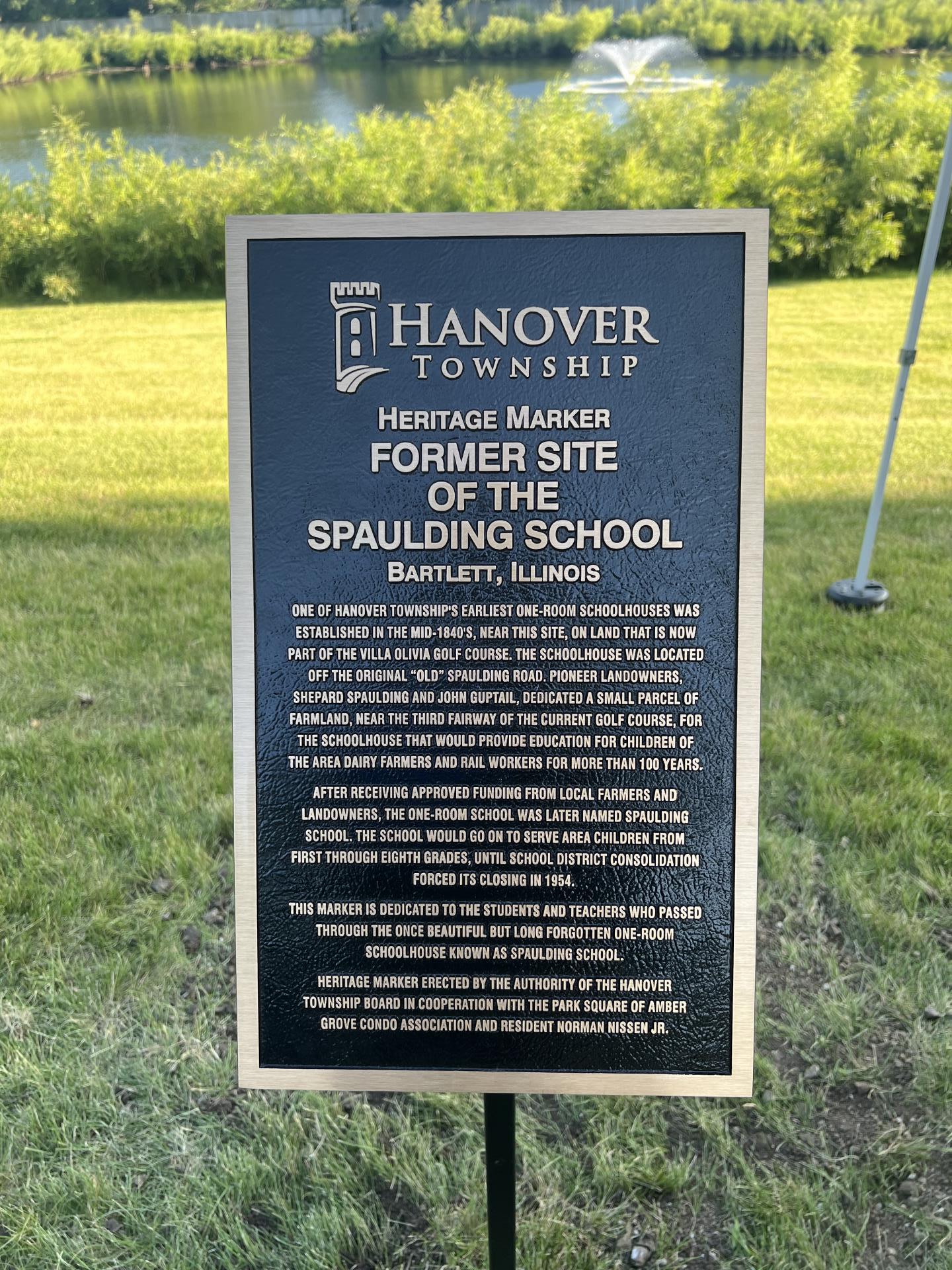 Spaulding Schoolhouse Plaque